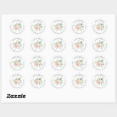 Roze bloem terugkeer adres ronde sticker (Vel)
