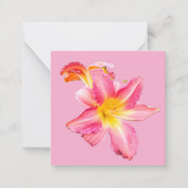 Roze bloem Textiel strepen Notitiekaartje