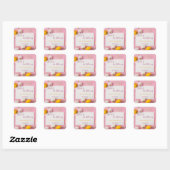 Roze Bloem Thema Bruidsbruiloft Vierkante Sticker (Vel)