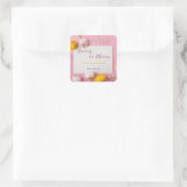 Roze Bloem Thema Bruidsbruiloft Vierkante Sticker (Tas)