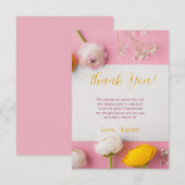 Roze Bloem Thema Bruidsfeest Bedankkaart (Voorkant / Achterkant)