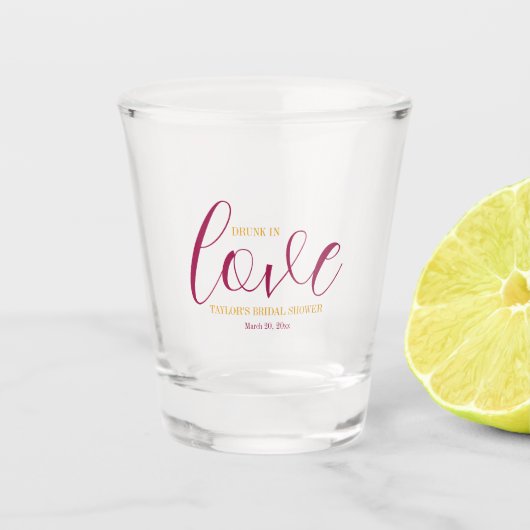Roze Bloem Thema Bruidsfeest Shot Glas (Voorkant)
