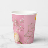 Roze Bloem Thema Bruidsmeisje Feest Papieren Bekers (Rechts)