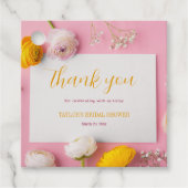 Roze Bloem Thema Bruiloft Feest Bedankjes Labels (Voorkant)