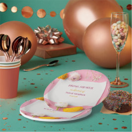 Roze Bloem Thema Bruiloft Feest Papieren Bordje