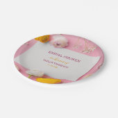 Roze Bloem Thema Bruiloft Feest Papieren Bordje (Gekanteld)