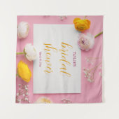Roze Bloem Thema Bruiloft Feest Wandkleed (Voorkant (horizontaal))