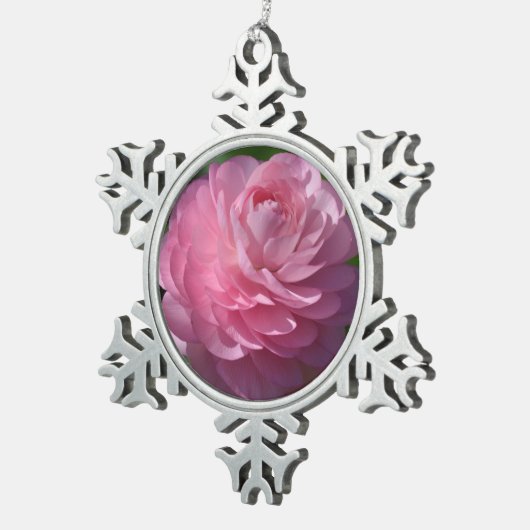 Roze bloem tin sneeuwvlok ornament (Rechts)