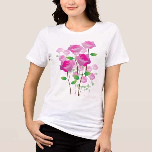 Roze Bloem Tri-Blend Shirt (Voorkant)