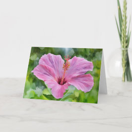 Roze Bloem Tropische Hibiscus Floral Art Note Kaar Kaart