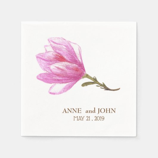 Roze Bloem Trouwpapier servetten (Voorkant)