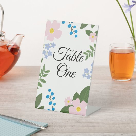 Roze Bloem Trouwtafel Tekenen Reclamebord Met Voetstuk (Insitu)