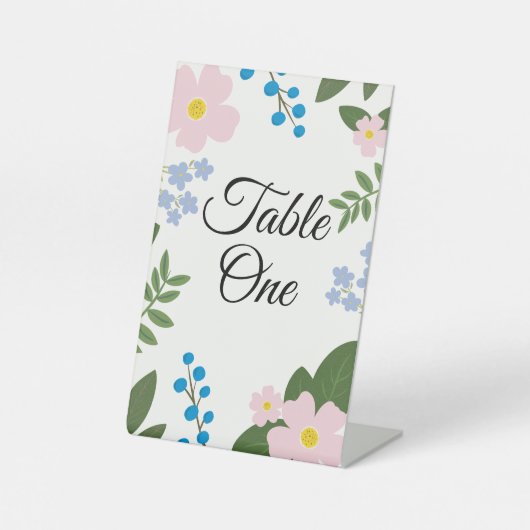 Roze Bloem Trouwtafel Tekenen Reclamebord Met Voetstuk (Voorkant)