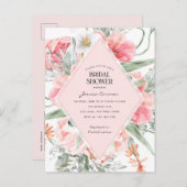 roze bloem tuin met  moderne bloem uitnodiging briefkaart (Voorkant / Achterkant)