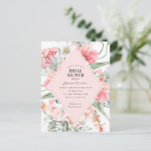 roze bloem tuin met  moderne bloem uitnodiging briefkaart (Staand voorkant)