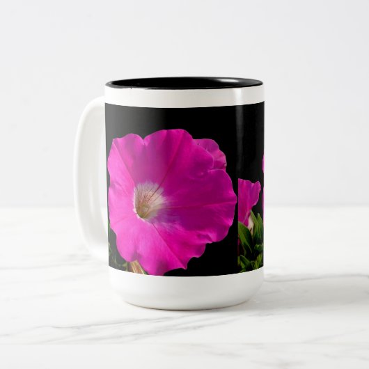 roze bloem tweekleurige koffiemok (Voorkant links)