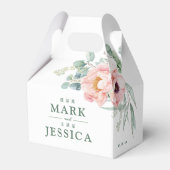 Roze Bloem Tweetalige Chinese bruiloft Dank u Bedankdoosjes (Voorkant Zijde)