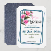 Roze Bloem Uitnodiging (Voorkant / Achterkant)