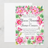 Roze Bloem Uitnodiging (Voorkant / Achterkant)