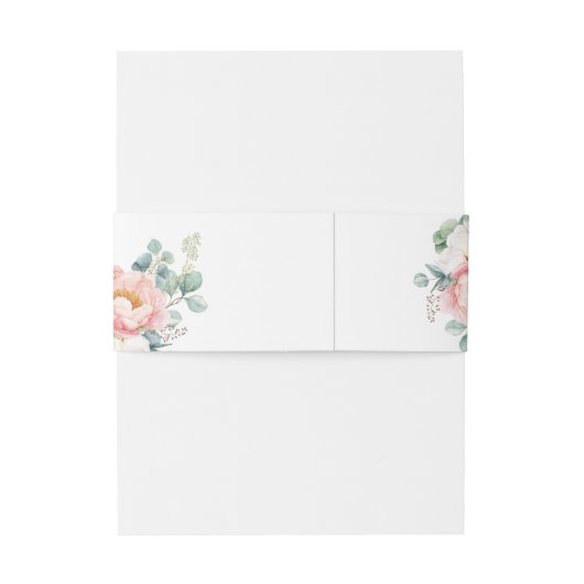 Roze Bloem Uitnodiging Uitnodiging Belly Band Port Uitnodigingen Wikkel (Achterkant Voorbeeld)