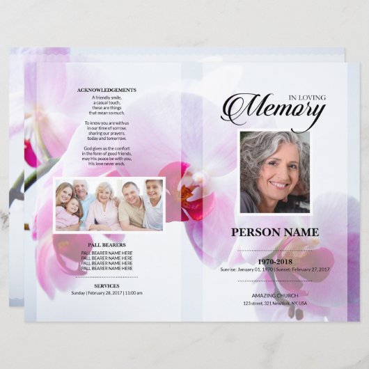 Roze Bloem Uitvaart Template (Voorkant / Achterkant)