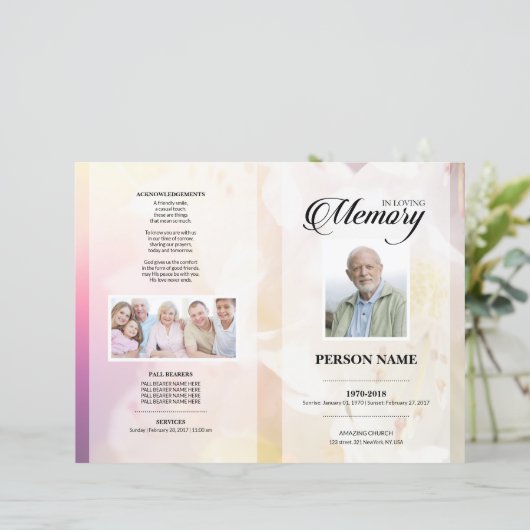 Roze Bloem Uitvaart Template (Staand voorkant)