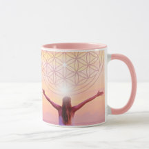 Roze Bloem van het Leven Mok – Empowered Woman Des