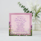 Roze Bloem Veld Elk nummer Verjaardag Sjabloon Kaart (Staand voorkant)