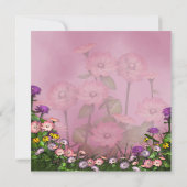 Roze Bloem Veld Elk nummer Verjaardag Sjabloon Kaart (Achterkant)