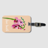 Roze bloem Verbascum floral blush art. Bagagelabel (Voorkant (horizontaal))