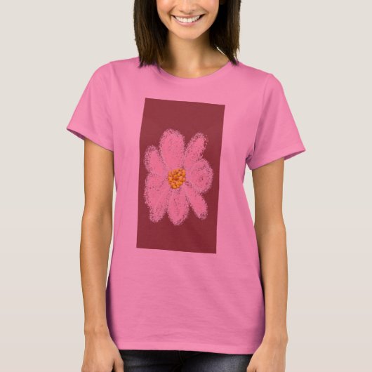 roze bloem verf shirt (Voorkant)
