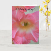 Roze Bloem Verjaardag Kaart (Gele Bloem)