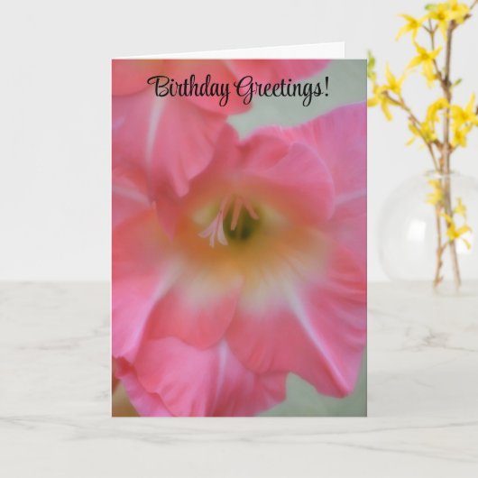  Roze Bloem Verjaardag Kaart (Gele Bloem)