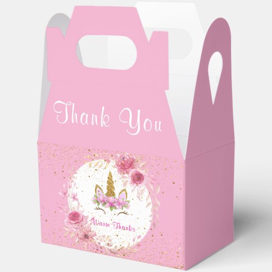 Roze bloem| Verjaardagsfeest met eenhoorn Bedankdoosjes (Open)