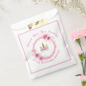 Roze bloem| Verjaardagsfeest met eenhoorn Bedankzakje (Gezegeld)