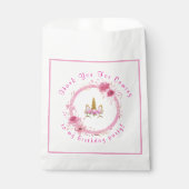 Roze bloem| Verjaardagsfeest met eenhoorn Bedankzakje (Voorkant)