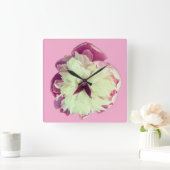 Roze bloem vierkante klok (Huis)