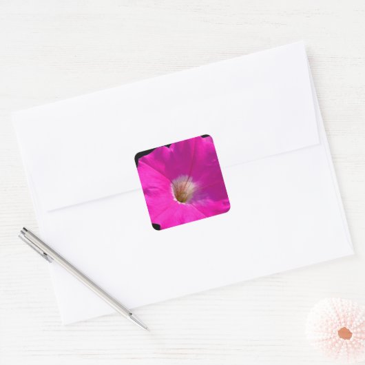 roze bloem vierkante sticker (Envelop)