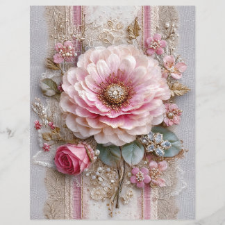 Roze Bloem Vintage Junk Journal Scrapbook Papier