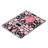 roze bloem vintage patroon | Aangepaste monogram Notitieboek (Linkerzijde)