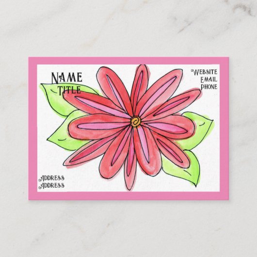 Roze Bloem Visitekaartjes (Voorkant)