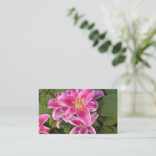 Roze Bloem Visitekaartjes (Staand voorkant)