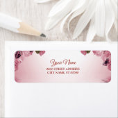 Roze bloem vlinder bruiloft retouradres etiket (Insitu)