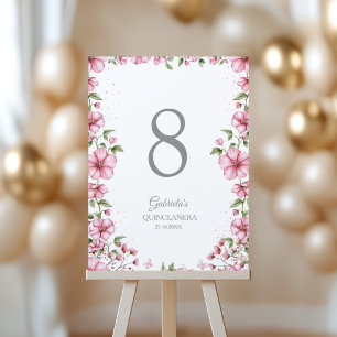Roze bloem vlinders Quinceañera  Kaart