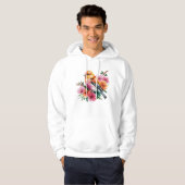 Roze Bloem Vogel Hoodie (Voorkant volledig)