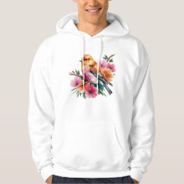 Roze Bloem Vogel Hoodie