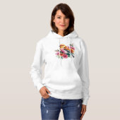 Roze Bloem Vogel Hoodie (Voorkant volledig)