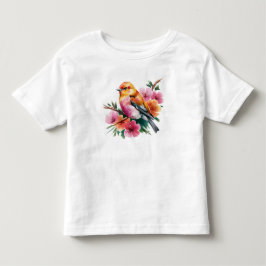 Roze Bloem Vogel Kinder Shirts