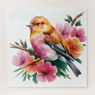 Roze Bloem Vogel Legpuzzel