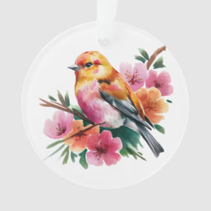 Roze Bloem Vogel Ornament